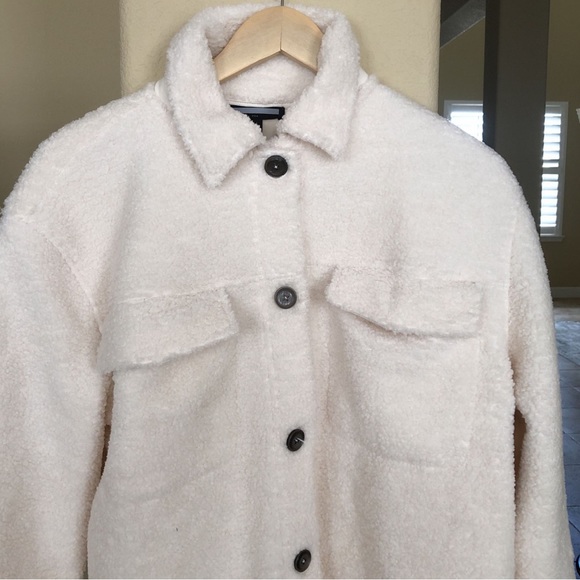 Banana Republic Ivory Sherpa Trucker Jacket US M - Picture 9 of 11